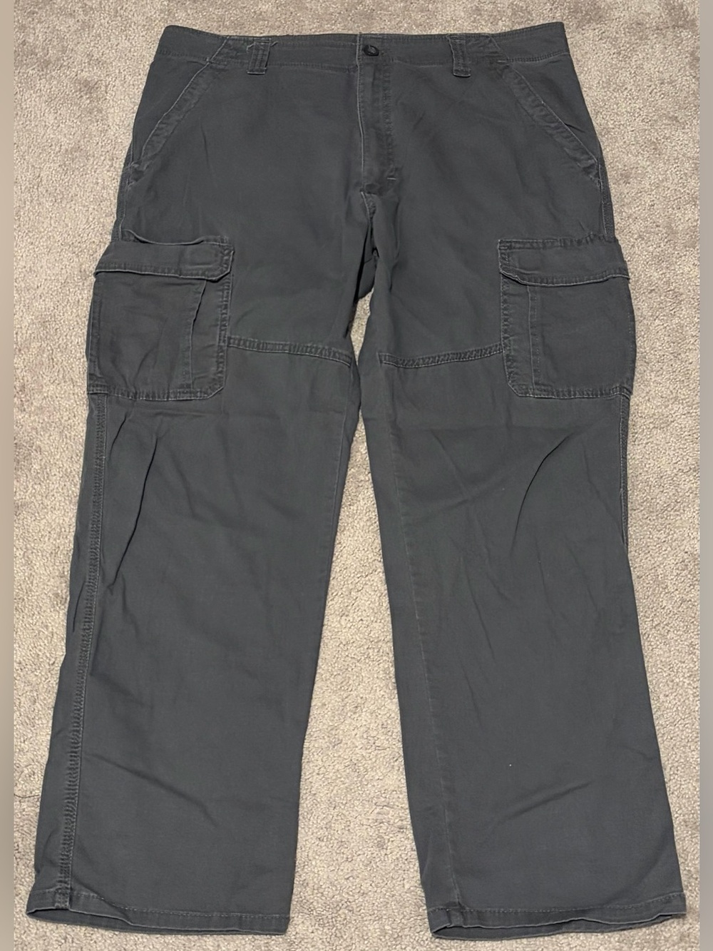 Wrangler Pants Mens 36x30 Gray Cotton Cargo Straight Workwear Relaxed Tactical